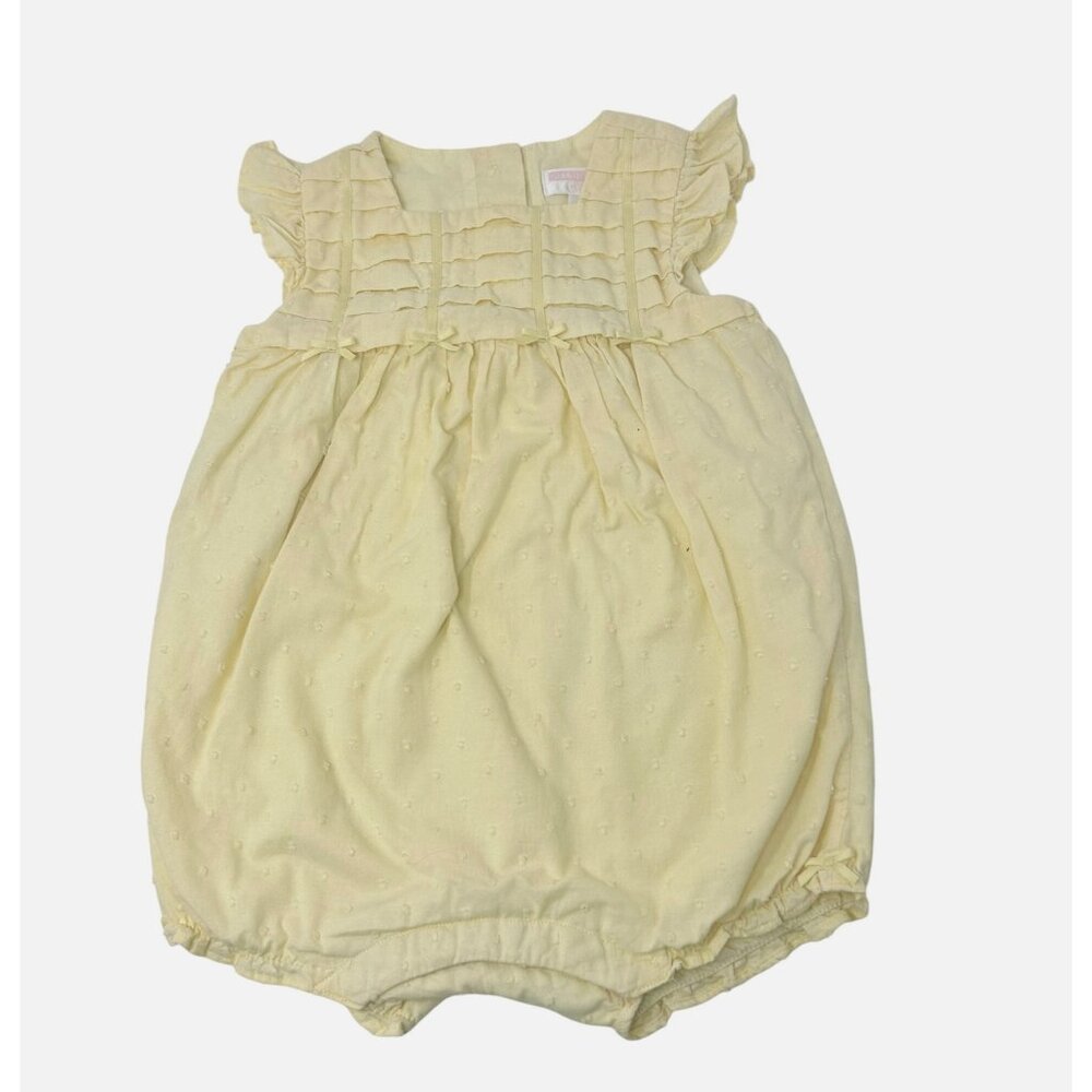 Baby‎ Girls - Vintage Romper with Ruffled Sleeves & Layered Top - 6-12 Month